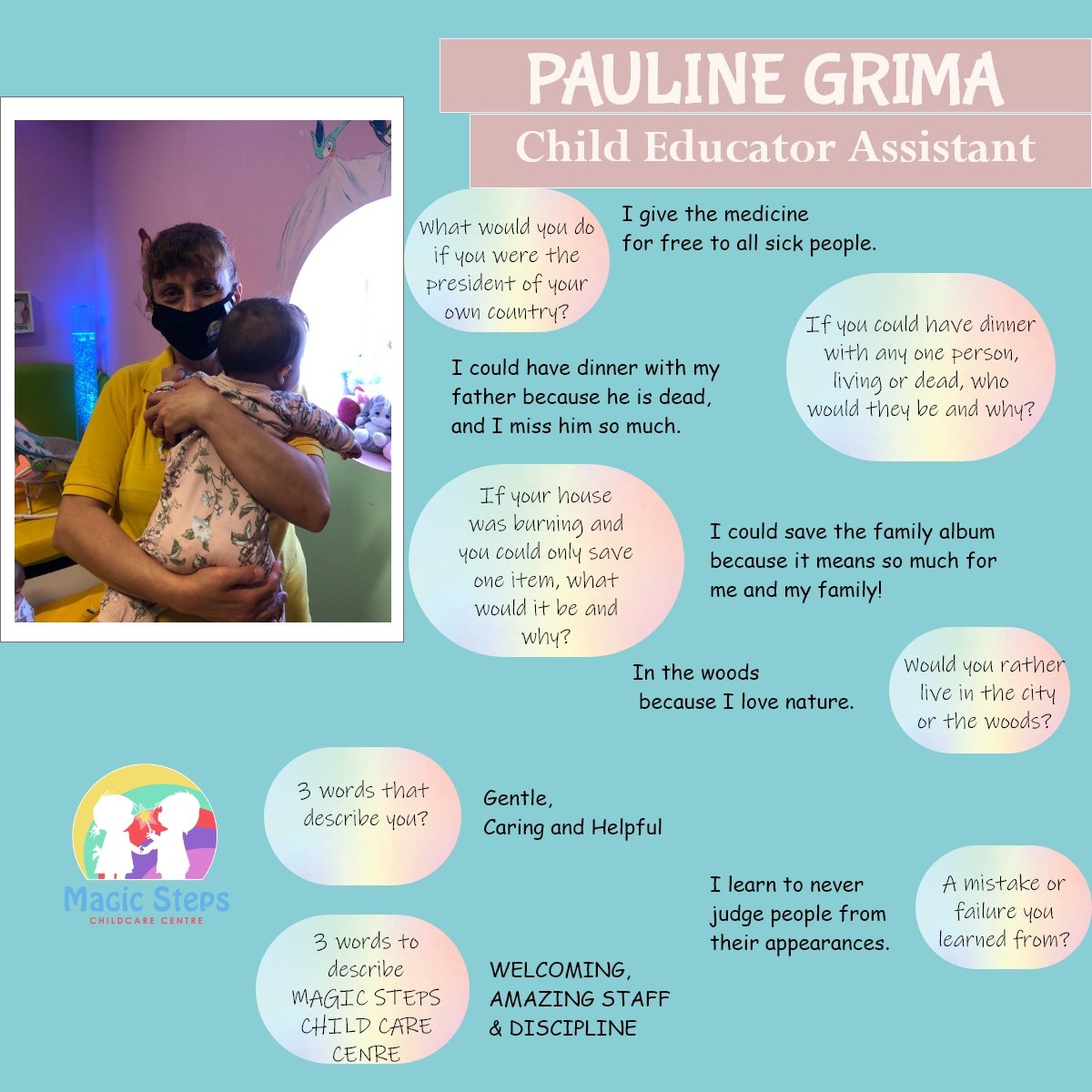 Meet Ms. Pauline- Child Care Assistant